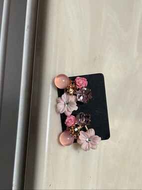 Pink Floral Cluster Earrings